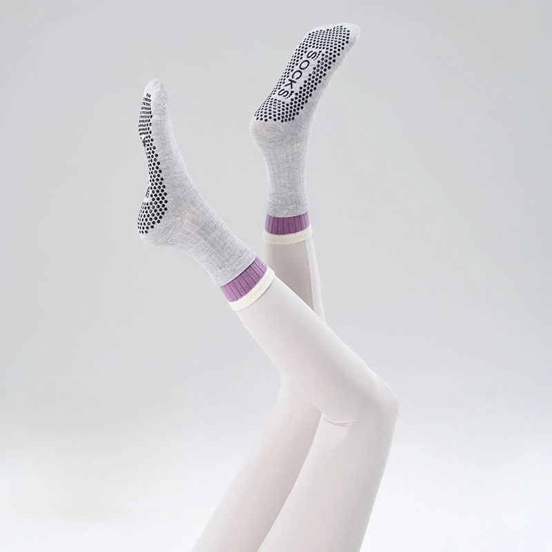 Olivenorma Bodengriff-Barre-Workout-Socken mit atmungsaktiver Baumwolle, Komfort und elastischer Unterstützung, mittelhoch, rutschfest, Pilates- und Yoga-Socken