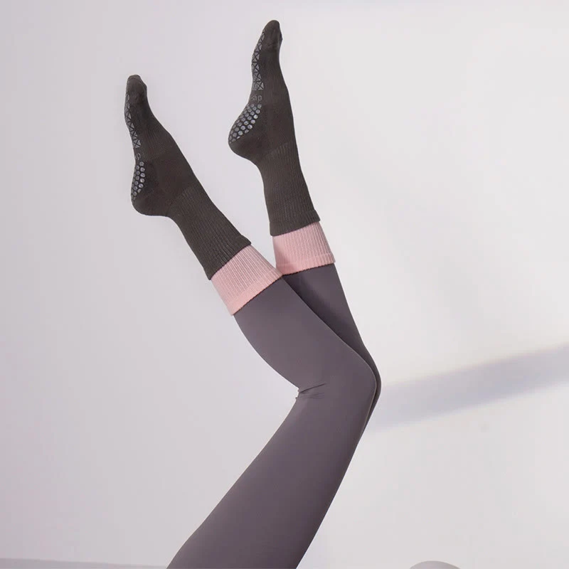 Olivenorma Bodengriff-Barre-Workout-Socken mit atmungsaktiver Baumwolle, Komfort und elastischer Unterstützung, mittelhoch, rutschfest, Pilates- und Yoga-Socken