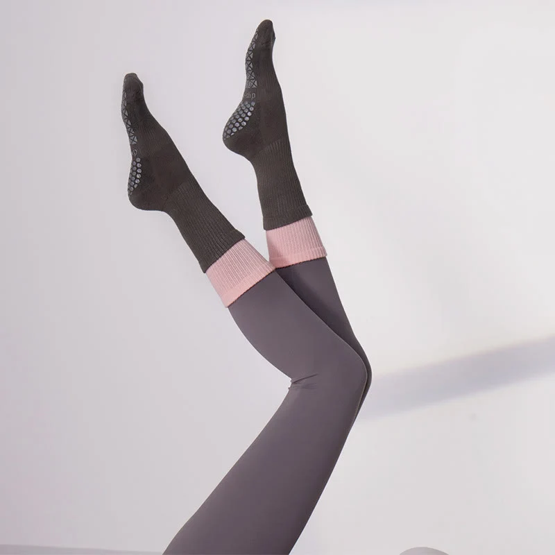 Olivenorma Bodengriff-Barre-Workout-Socken mit atmungsaktiver Baumwolle, Komfort und elastischer Unterstützung, mittelhoch, rutschfest, Pilates- und Yoga-Socken