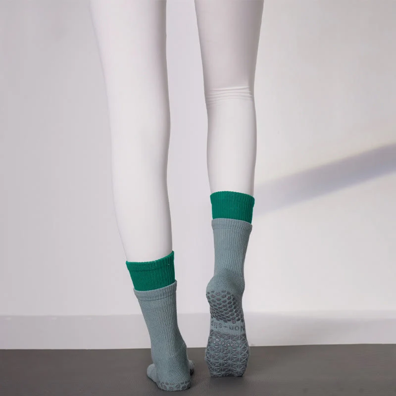 Olivenorma Bodengriff-Barre-Workout-Socken mit atmungsaktiver Baumwolle, Komfort und elastischer Unterstützung, mittelhoch, rutschfest, Pilates- und Yoga-Socken
