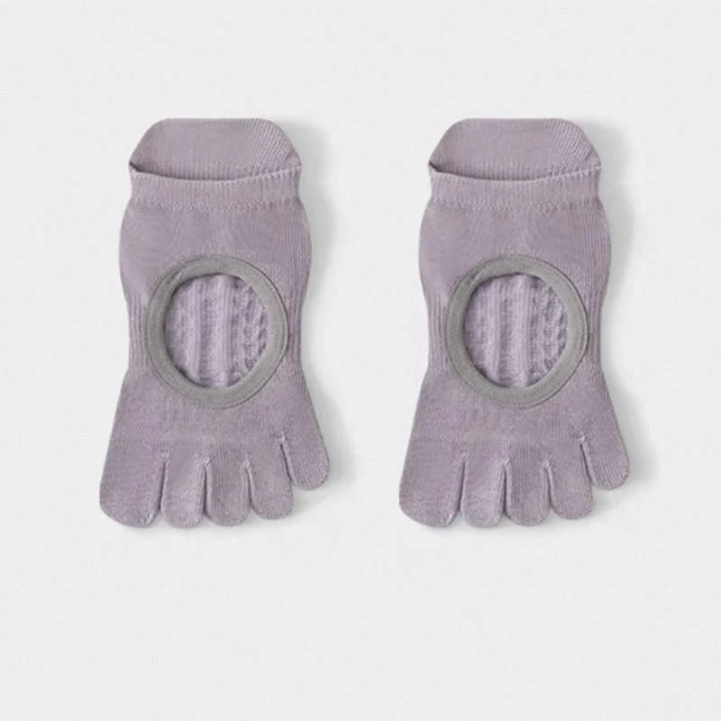 Olivenorma Fünf-Zehen-Pilates-Barre-Socken für Damen mit rutschfestem Griff, atmungsaktivem Baumwolldesign, Zehentrennung und rutschfester Silikonsohle