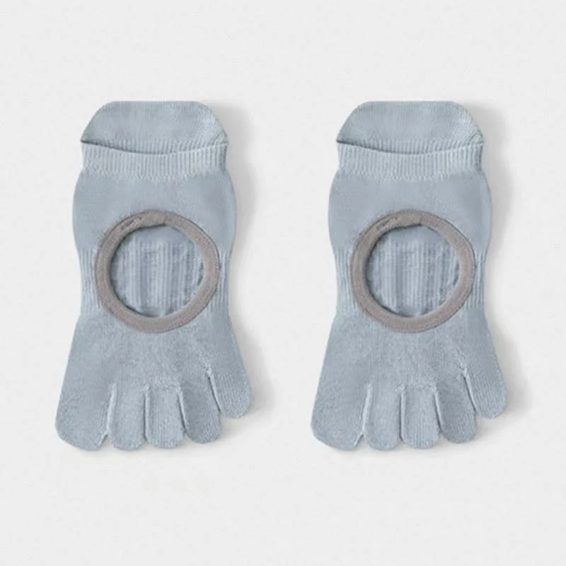Olivenorma Fünf-Zehen-Pilates-Barre-Socken für Damen mit rutschfestem Griff, atmungsaktivem Baumwolldesign, Zehentrennung und rutschfester Silikonsohle