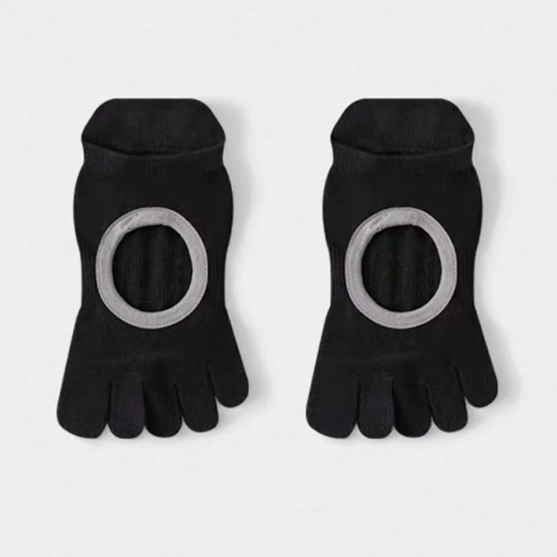 Olivenorma Fünf-Zehen-Pilates-Barre-Socken für Damen mit rutschfestem Griff, atmungsaktivem Baumwolldesign, Zehentrennung und rutschfester Silikonsohle