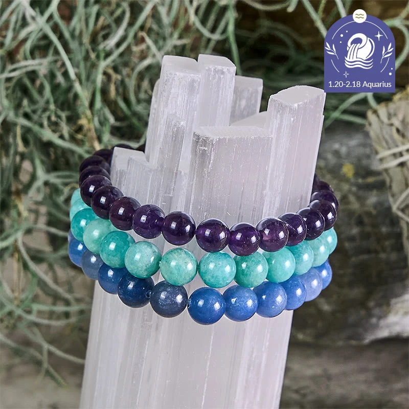 Olivenorma Wassermann – 20. Januar – 18. Februar – Sternzeichen-Astrologie-Kristallarmband-Set