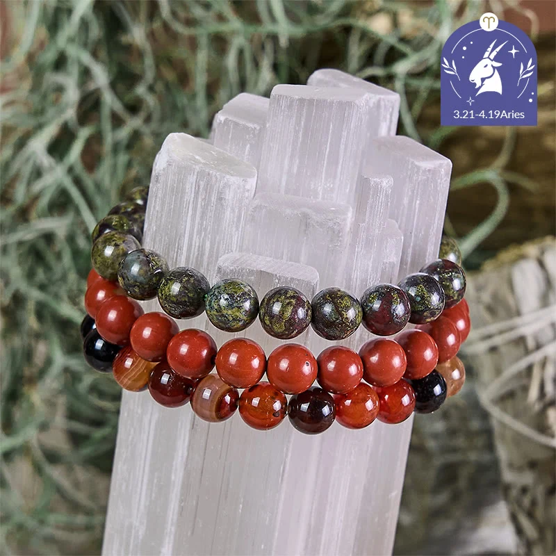 Olivenorma Widder (21. März – 19. April) – Sternzeichen-Armbandset mit Kristallen