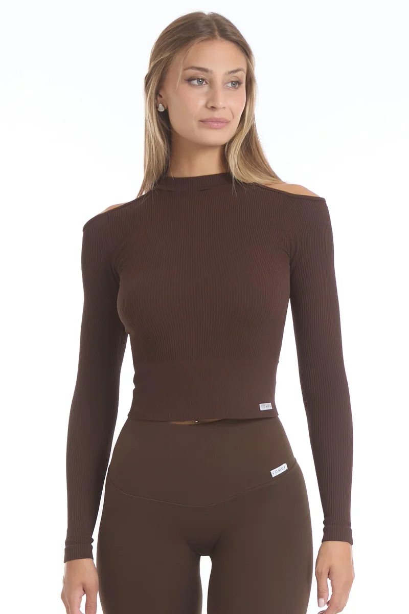 Maglia Nyx Spalle Scoperte Cioccolato