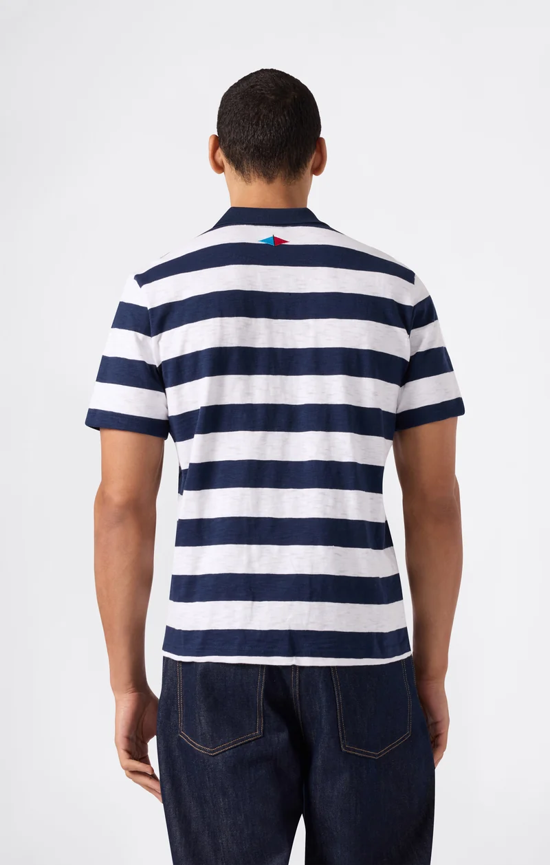 Men’s Striped Polo with Chest Pocket