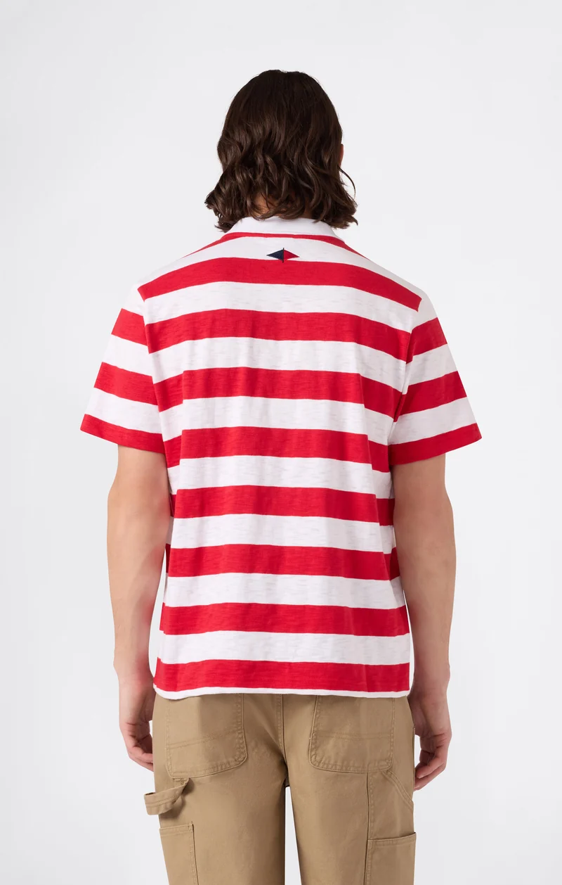 Men’s Striped Polo with Chest Pocket