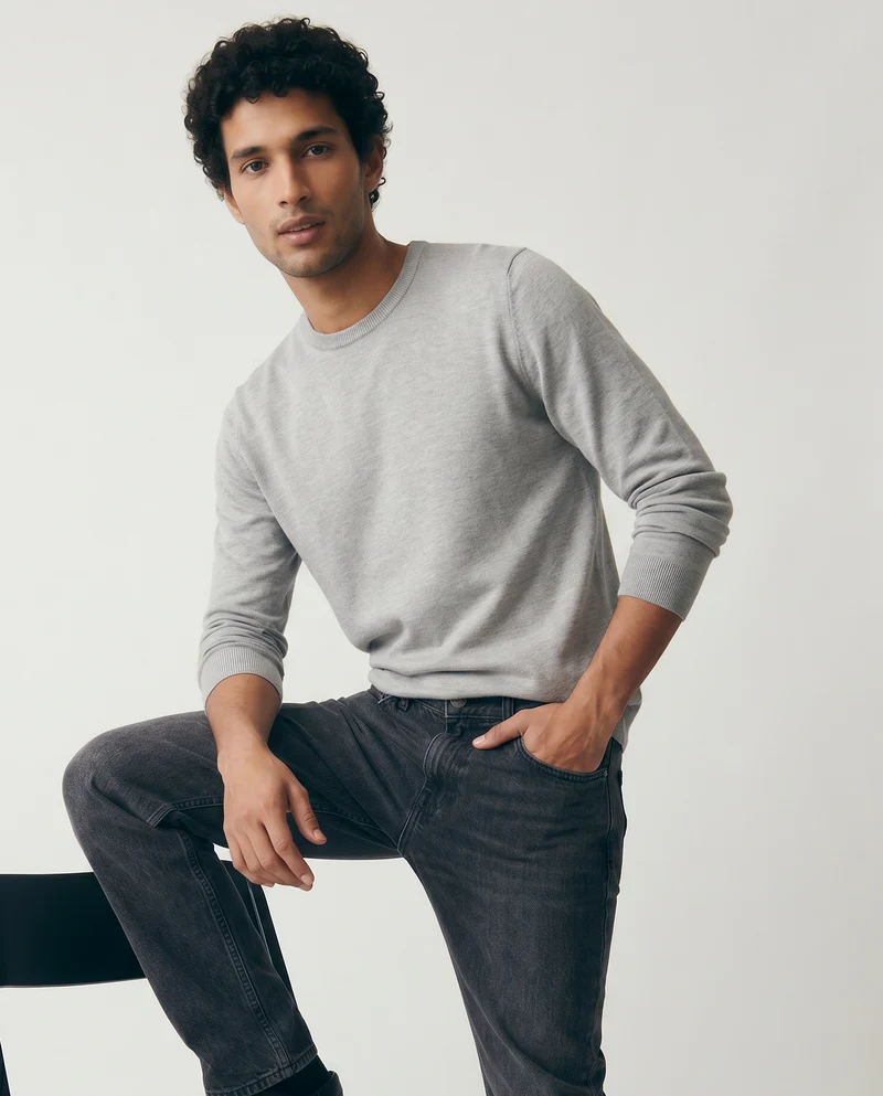 Maglia Basic Soft Touch Girocollo Regular Fit - Grigio mel.