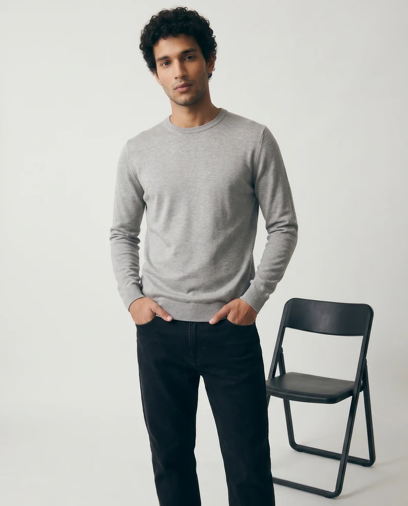 Maglia Basic Soft Touch Girocollo Regular Fit - Grigio mel.