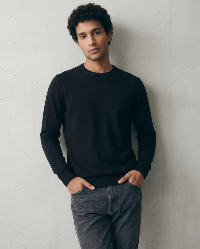 Maglia Basic Soft Touch Girocollo Regular Fit - Nero