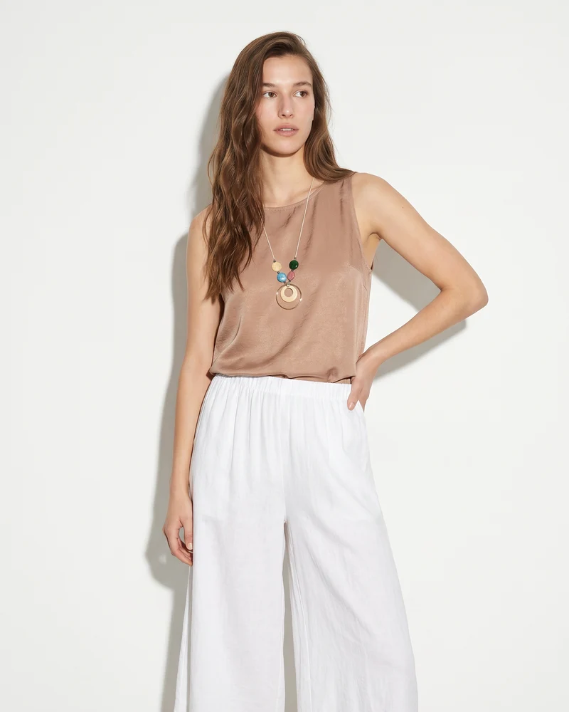 Casacca morbida giromanica con collana donna - coccio