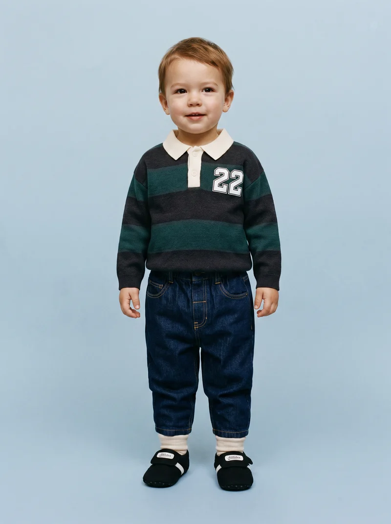 Pantaloni Denim Baggy con Cintura Elasticizzata - Denim
