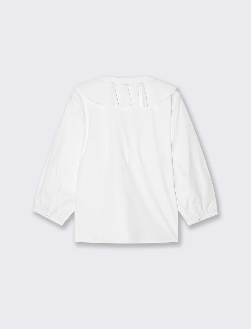 Camicia con scollo a V e volant eleganti - Bianco