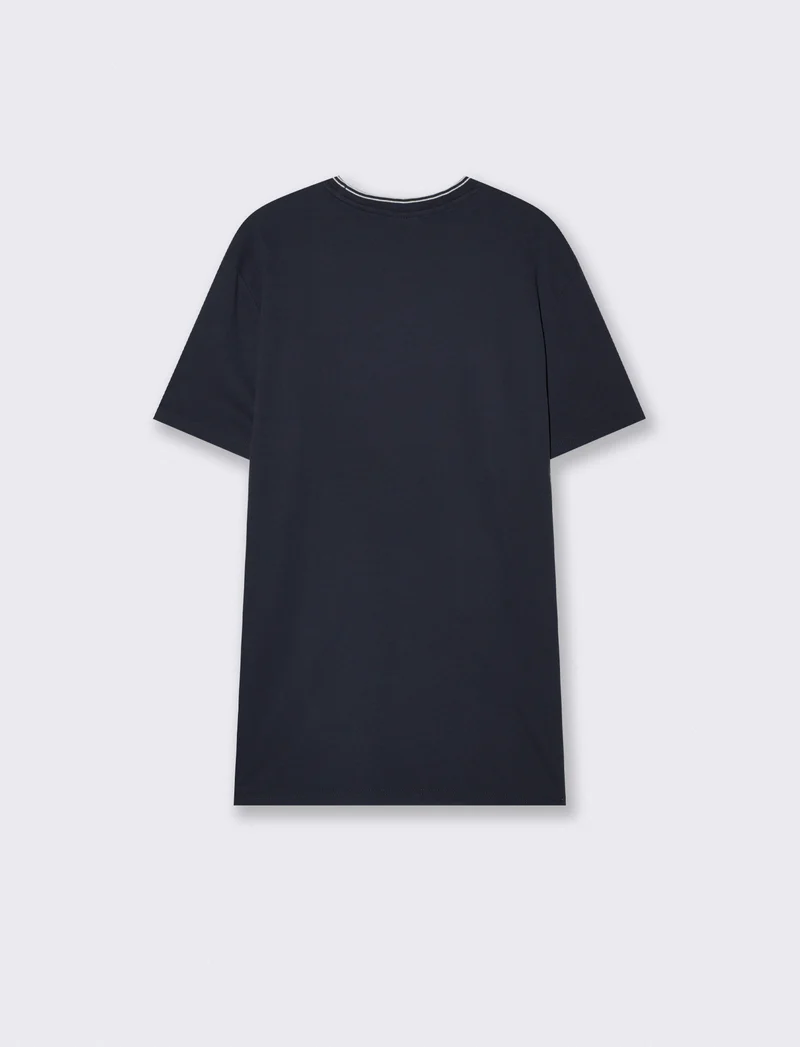 T-shirt cotone mercerizzato con contrasti - Blu