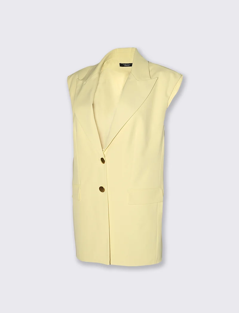 Giacca giromanica con tasche per donna - Giallo