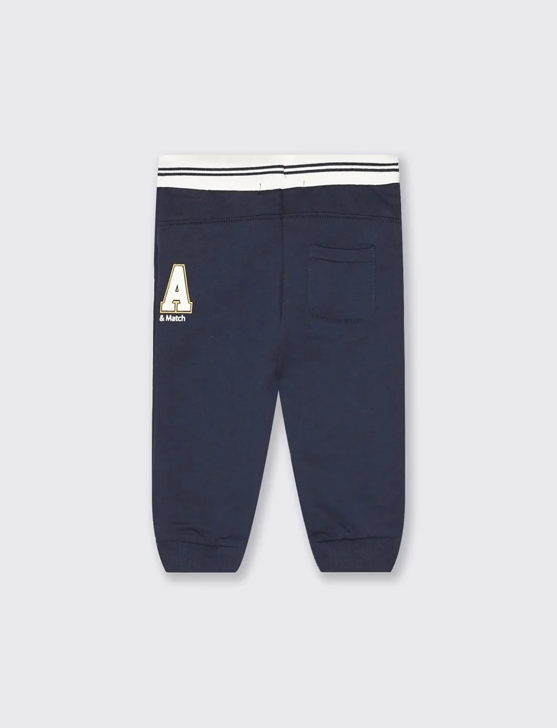 Jogger con baschina a righe e coulisse - Blu