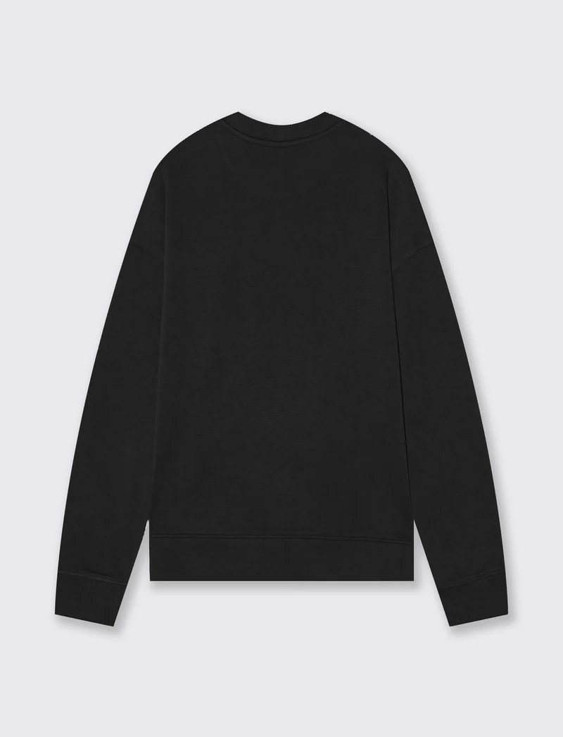 Felpa basica girocollo con spalle scese - Nero
