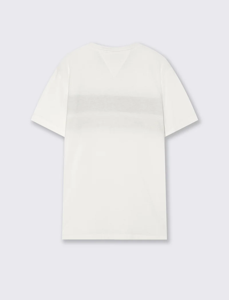 T-shirt girocollo con fascia e ricamo - Bianco