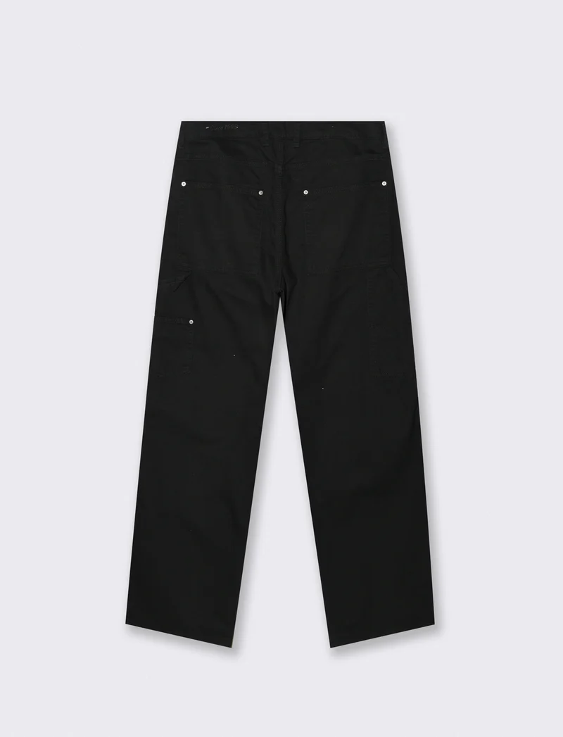 Pantaloni carpenter in denim e lino - Nero