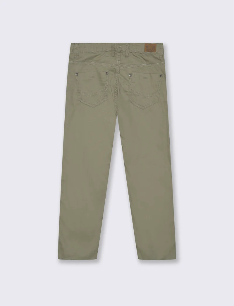 Pantaloni Regular in Cotone Elastico - Verde salvia