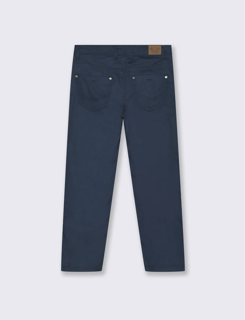 Pantaloni Regular in Cotone Elastico - Blu