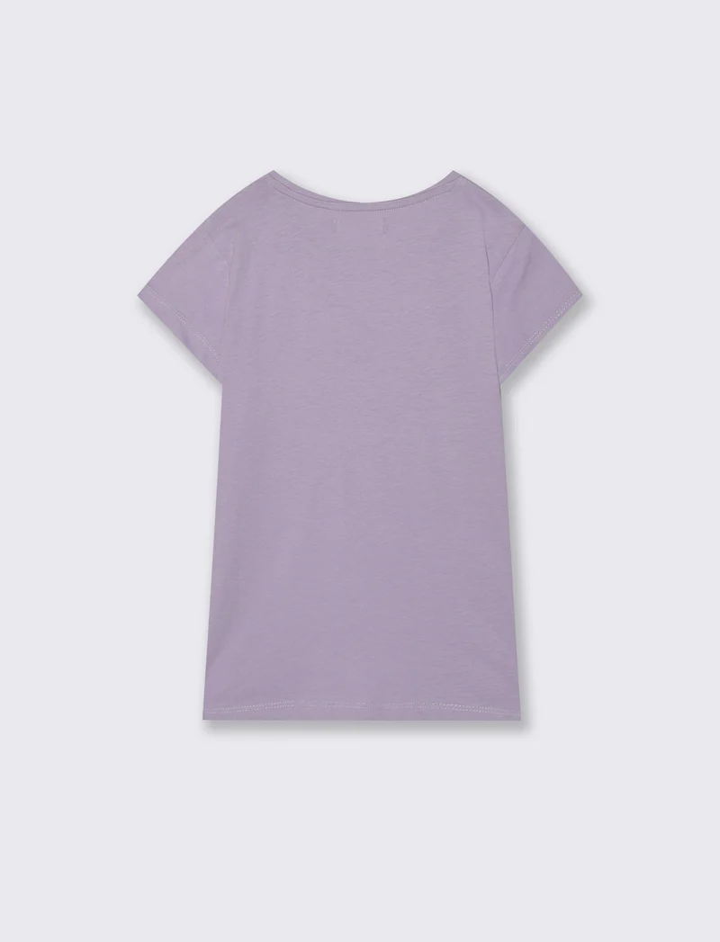 T-shirt estiva bambina con stampa colorata - Lilla