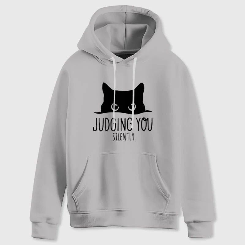 Olivenorma JUDGING YOU SILENTLY Süßes Kätzchen, lockere Passform, Sweatshirts für Damen und Herren, Hoodies