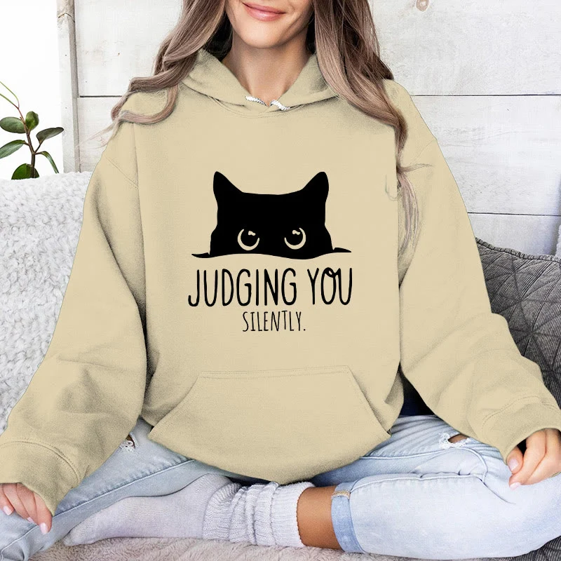 Olivenorma JUDGING YOU SILENTLY Süßes Kätzchen, lockere Passform, Sweatshirts für Damen und Herren, Hoodies