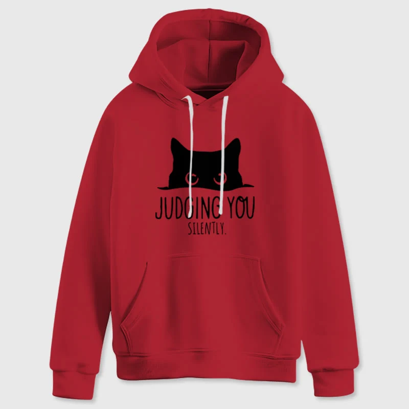 Olivenorma JUDGING YOU SILENTLY Süßes Kätzchen, lockere Passform, Sweatshirts für Damen und Herren, Hoodies