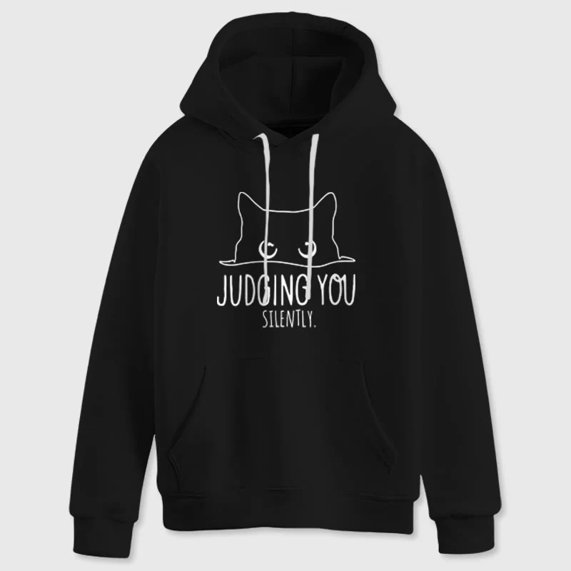 Olivenorma JUDGING YOU SILENTLY Süßes Kätzchen, lockere Passform, Sweatshirts für Damen und Herren, Hoodies