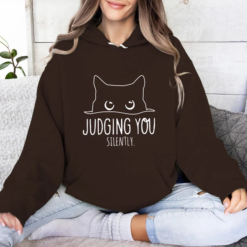 Olivenorma JUDGING YOU SILENTLY Süßes Kätzchen, lockere Passform, Sweatshirts für Damen und Herren, Hoodies