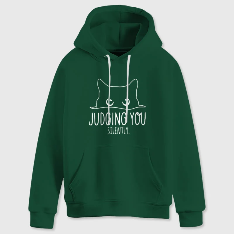 Olivenorma JUDGING YOU SILENTLY Süßes Kätzchen, lockere Passform, Sweatshirts für Damen und Herren, Hoodies