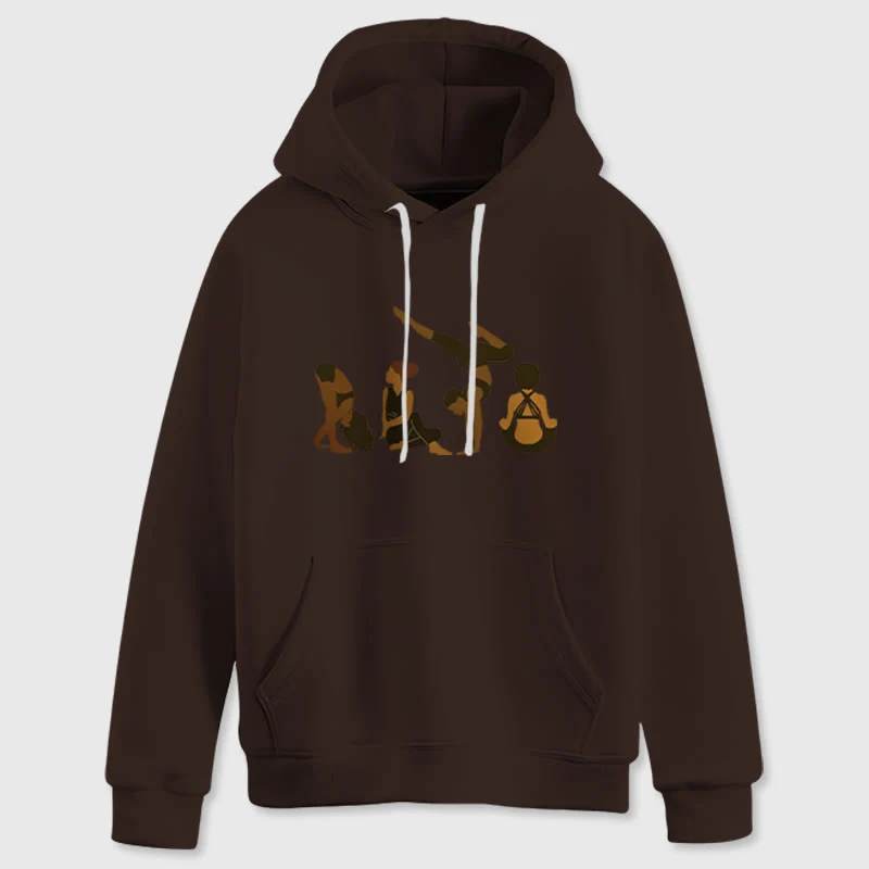 Olivenorma Schwarze Yoga-Pose-Pullover für Frauen, Unisex, Fitness, Workout, Meditation, Fleece-Kapuzenpullover