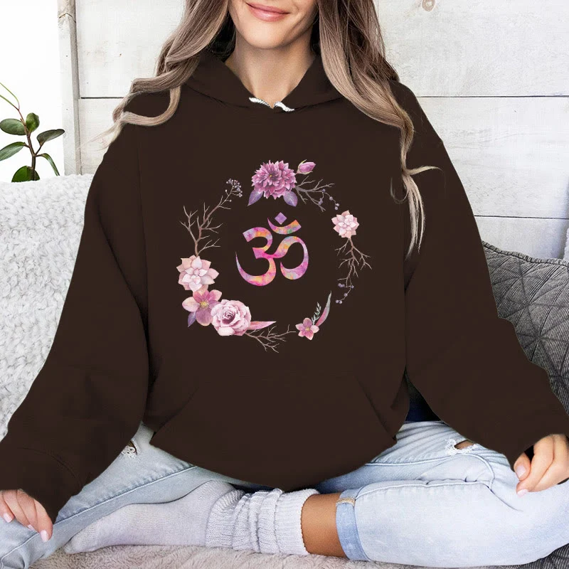 Olivenorma OM Symbol Blumen Inspirierende Pullover Fleece Top Lässige Yoga Hoodies