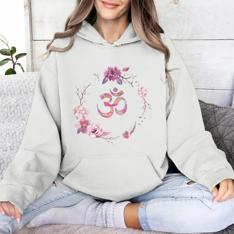 Olivenorma OM Symbol Blumen Inspirierende Pullover Fleece Top Lässige Yoga Hoodies