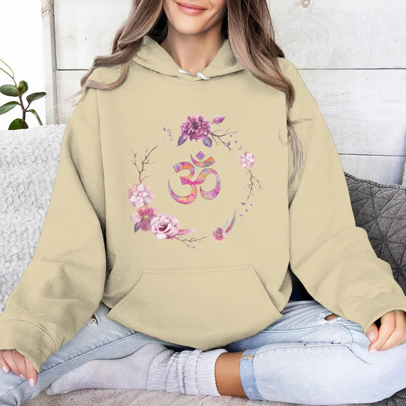 Olivenorma OM Symbol Blumen Inspirierende Pullover Fleece Top Lässige Yoga Hoodies