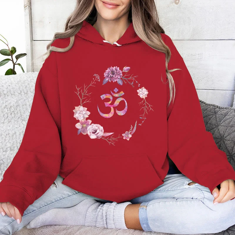 Olivenorma OM Symbol Blumen Inspirierende Pullover Fleece Top Lässige Yoga Hoodies
