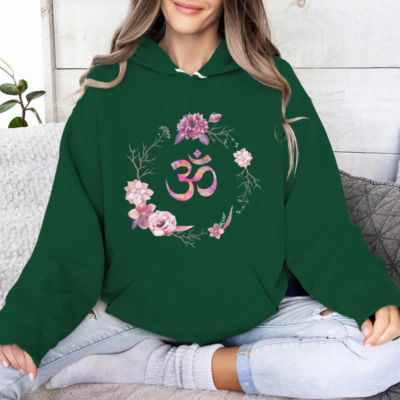 Olivenorma OM Symbol Blumen Inspirierende Pullover Fleece Top Lässige Yoga Hoodies