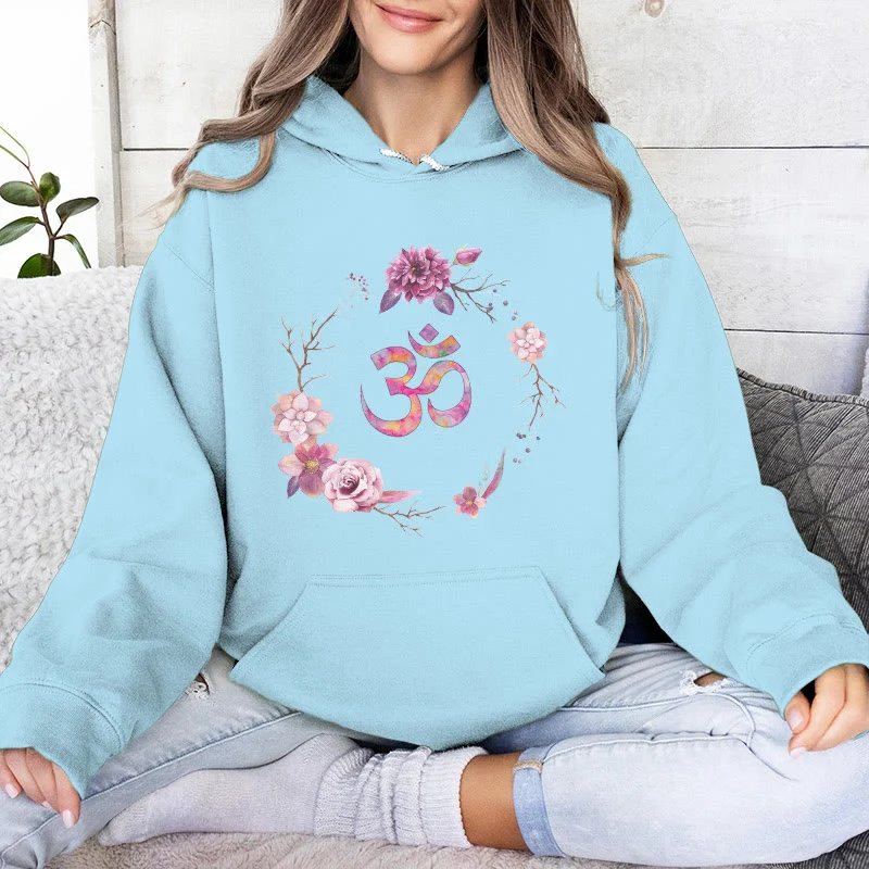 Olivenorma OM Symbol Blumen Inspirierende Pullover Fleece Top Lässige Yoga Hoodies