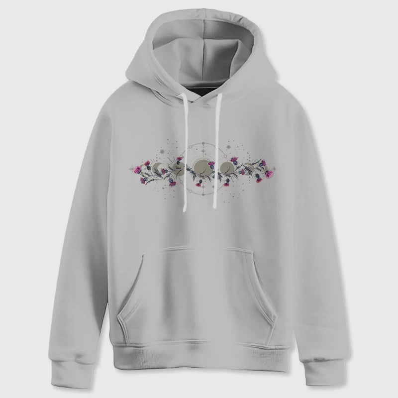 Olivenorma Mystical Moon Phase Raven Floral Fleece Kapuzenpullover Tops Lose Hoodies