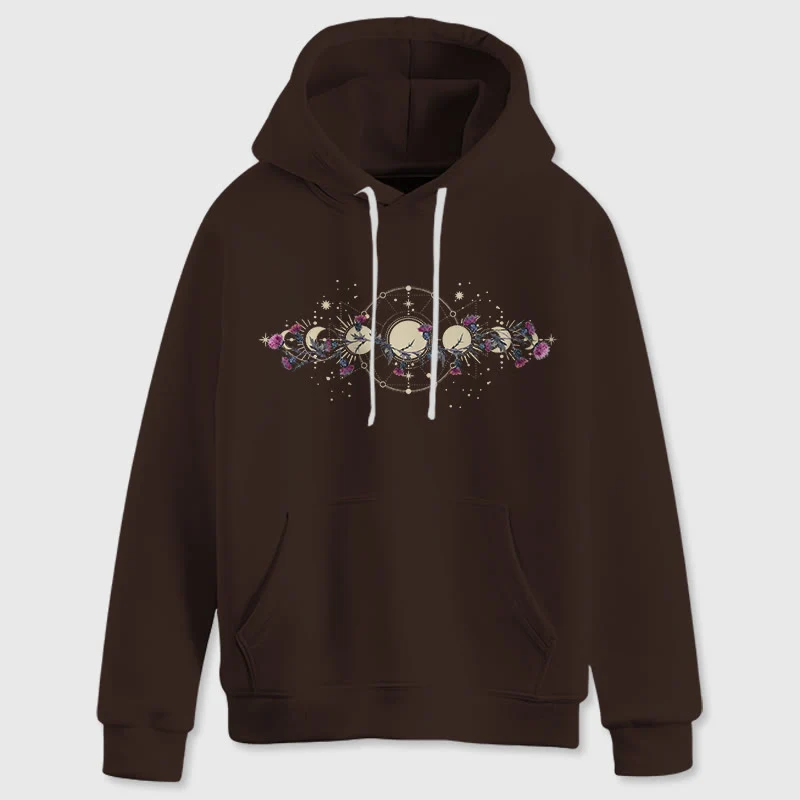 Olivenorma Mystical Moon Phase Raven Floral Fleece Kapuzenpullover Tops Lose Hoodies
