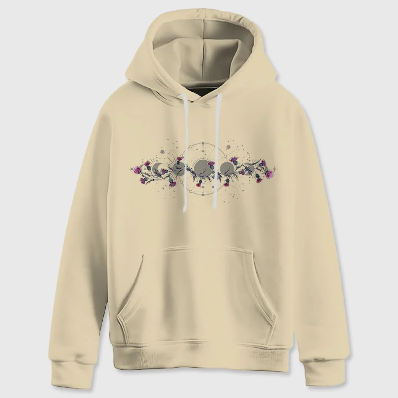 Olivenorma Mystical Moon Phase Raven Floral Fleece Kapuzenpullover Tops Lose Hoodies