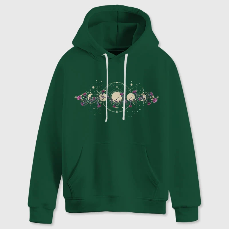 Olivenorma Mystical Moon Phase Raven Floral Fleece Kapuzenpullover Tops Lose Hoodies