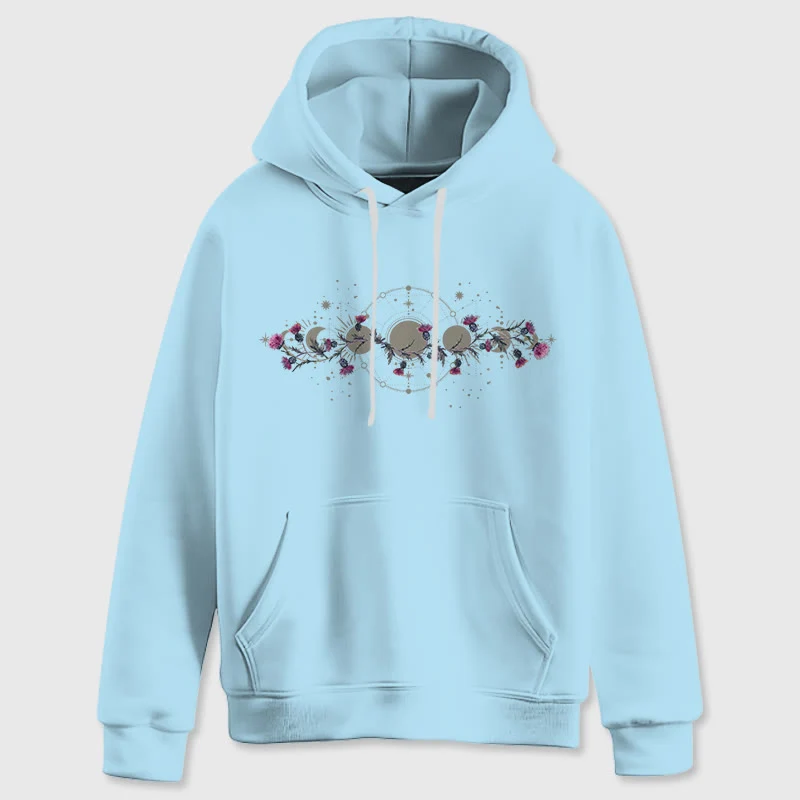 Olivenorma Mystical Moon Phase Raven Floral Fleece Kapuzenpullover Tops Lose Hoodies