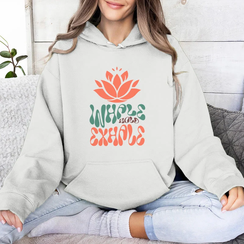 Olivenorma INHALE & EXHALE Lotus Yoga Meditation Fleecepullover Unisex Langarm Hoodies