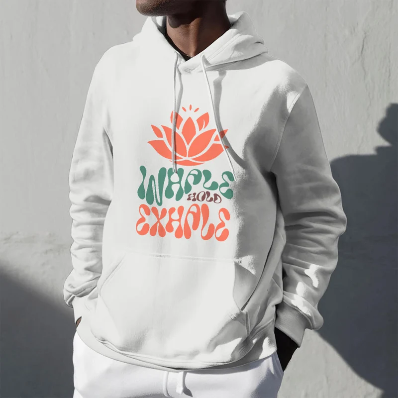 Olivenorma INHALE & EXHALE Lotus Yoga Meditation Fleecepullover Unisex Langarm Hoodies
