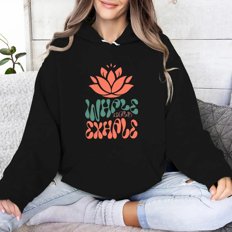 Olivenorma INHALE & EXHALE Lotus Yoga Meditation Fleecepullover Unisex Langarm Hoodies