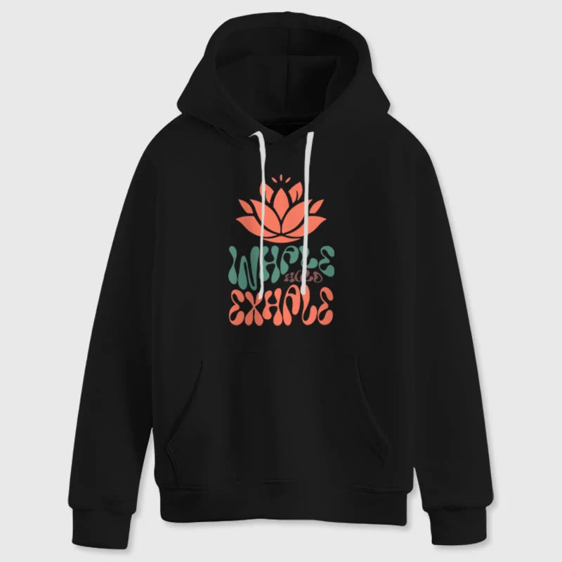 Olivenorma INHALE & EXHALE Lotus Yoga Meditation Fleecepullover Unisex Langarm Hoodies