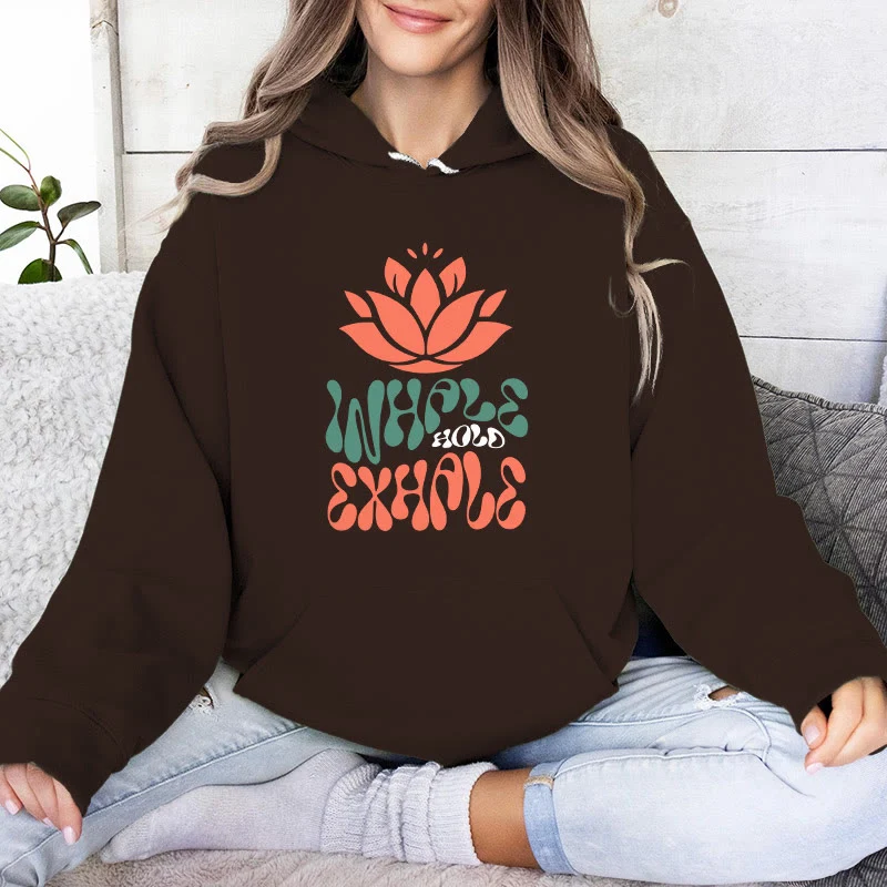 Olivenorma INHALE & EXHALE Lotus Yoga Meditation Fleecepullover Unisex Langarm Hoodies